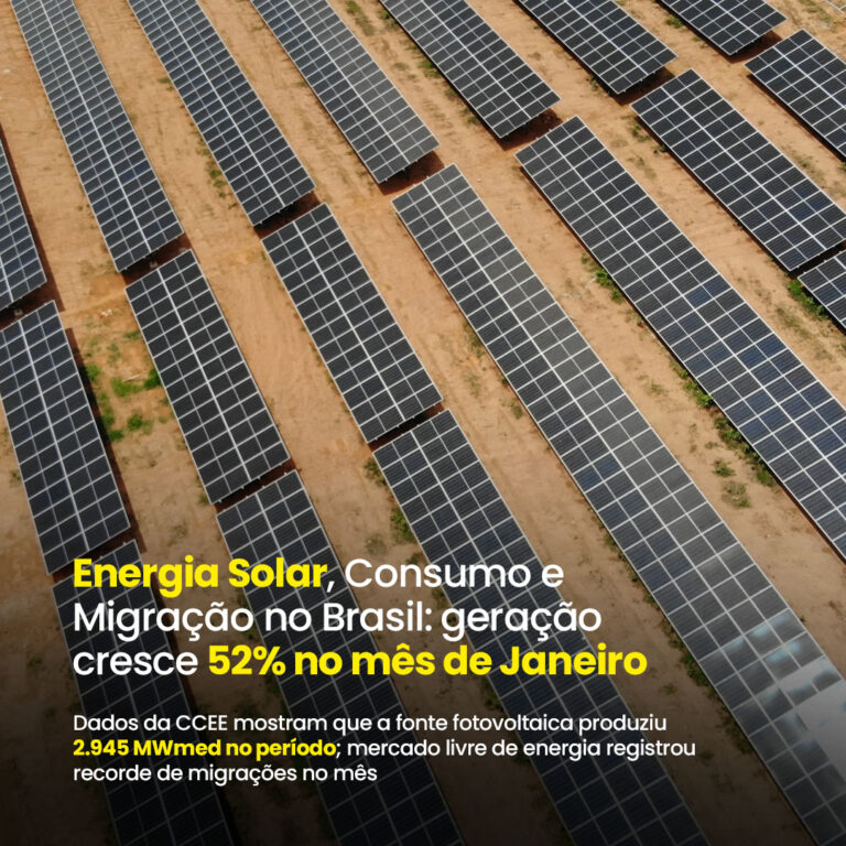 Energia Solar, Consumo e Migração no Brasil: Geração cresce 52% no mês de Janeiro